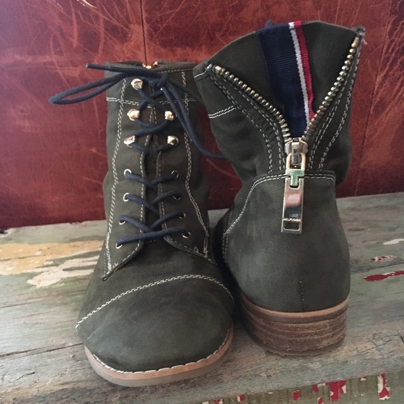 tommy hilfiger green boots